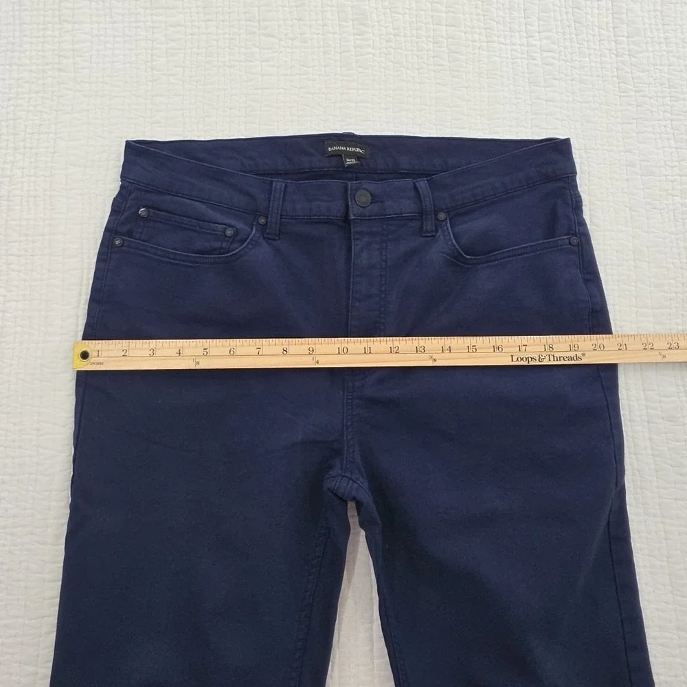 Banana Republic Core Pants Men's 36x30 Navy Blue 5 Pocket Design Stretch Comfort - Picture 7 of 15